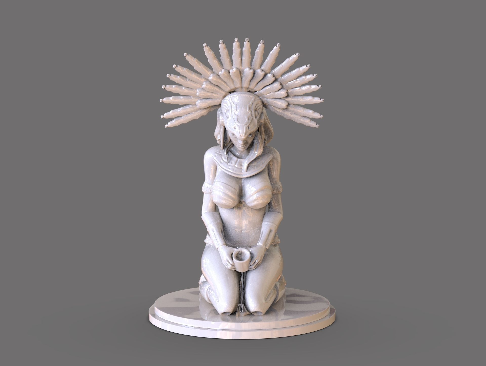 Aztec Woman Statue 3D print model_1
