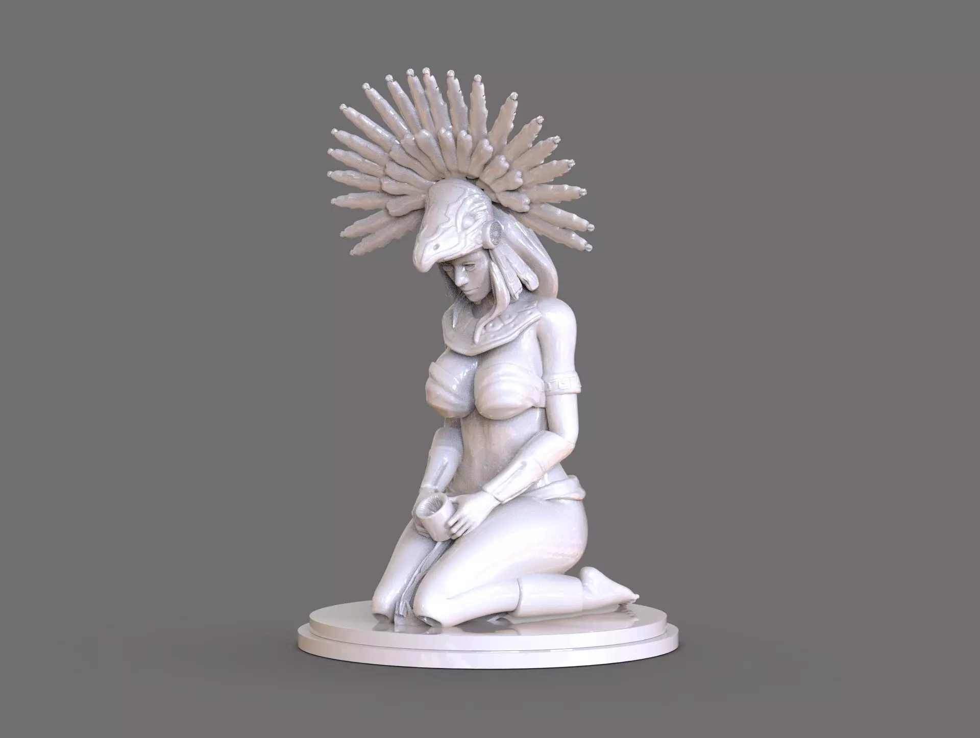 Aztec Woman Statue 3D print model_0