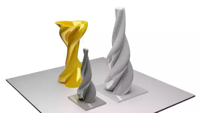 Twisted Spiral three Sculptures