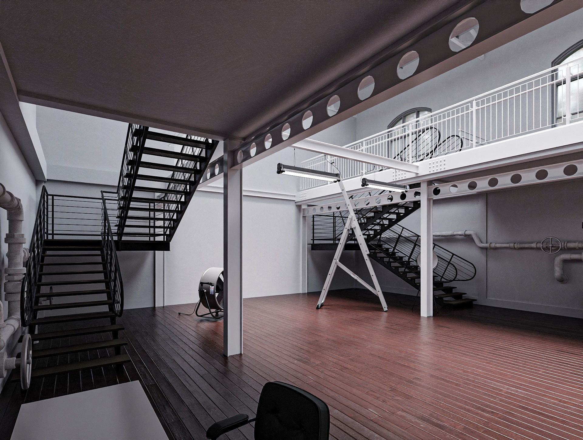 Hangar Building with STUDIO SET Low-poly 3D model_8