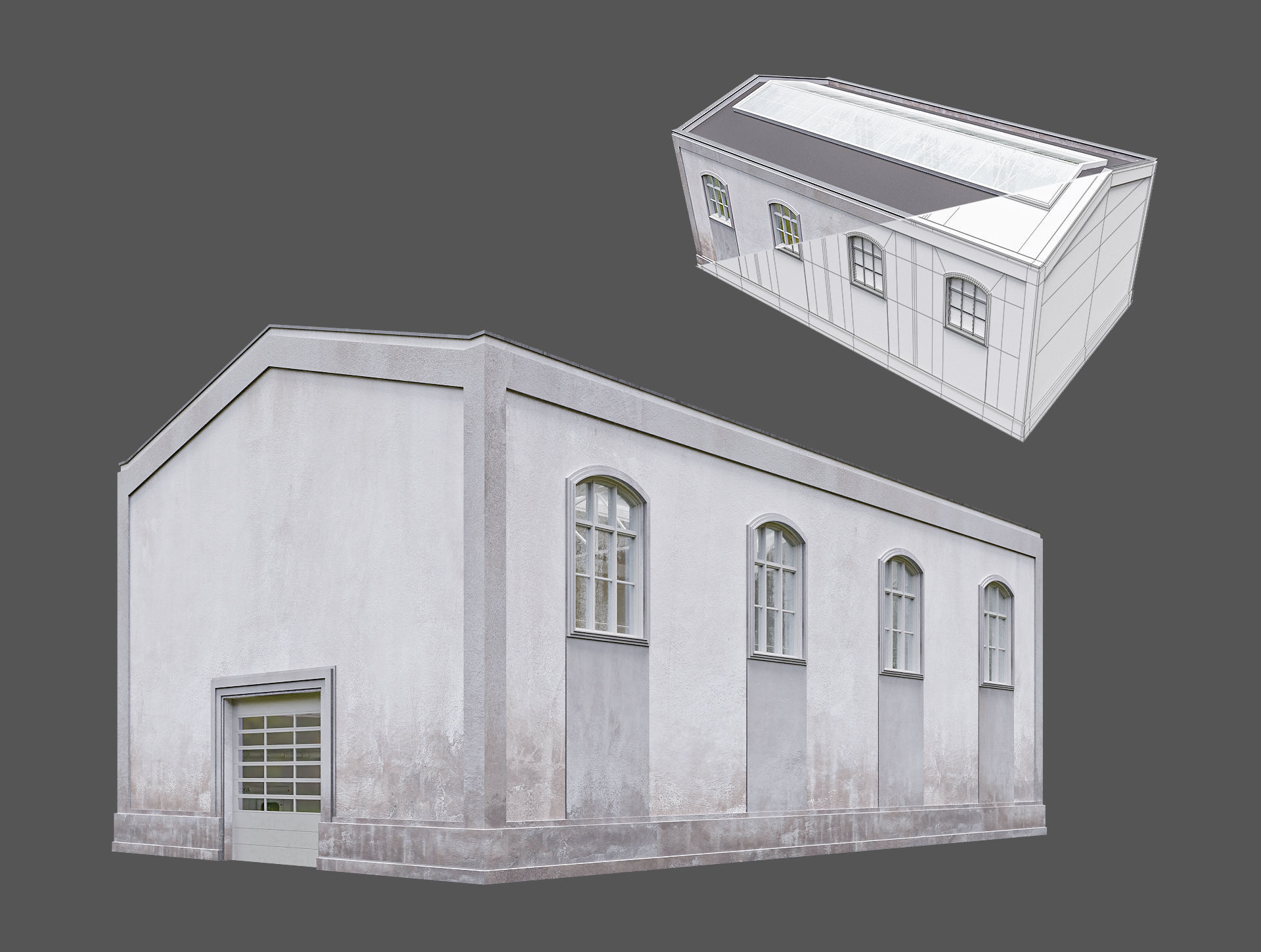 Hangar Building with STUDIO SET Low-poly 3D model_6
