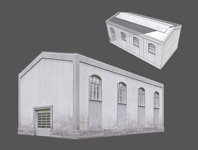 Hangar Building with STUDIO SET Low-poly 3D model 6