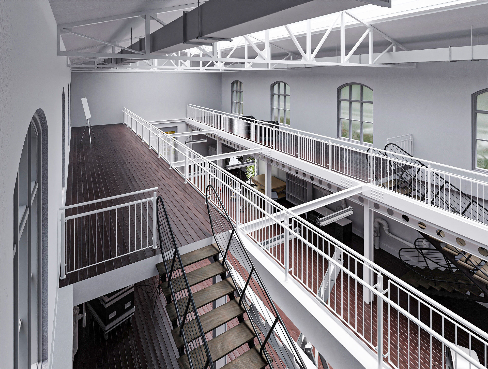 Hangar Building with STUDIO SET Low-poly 3D model_12