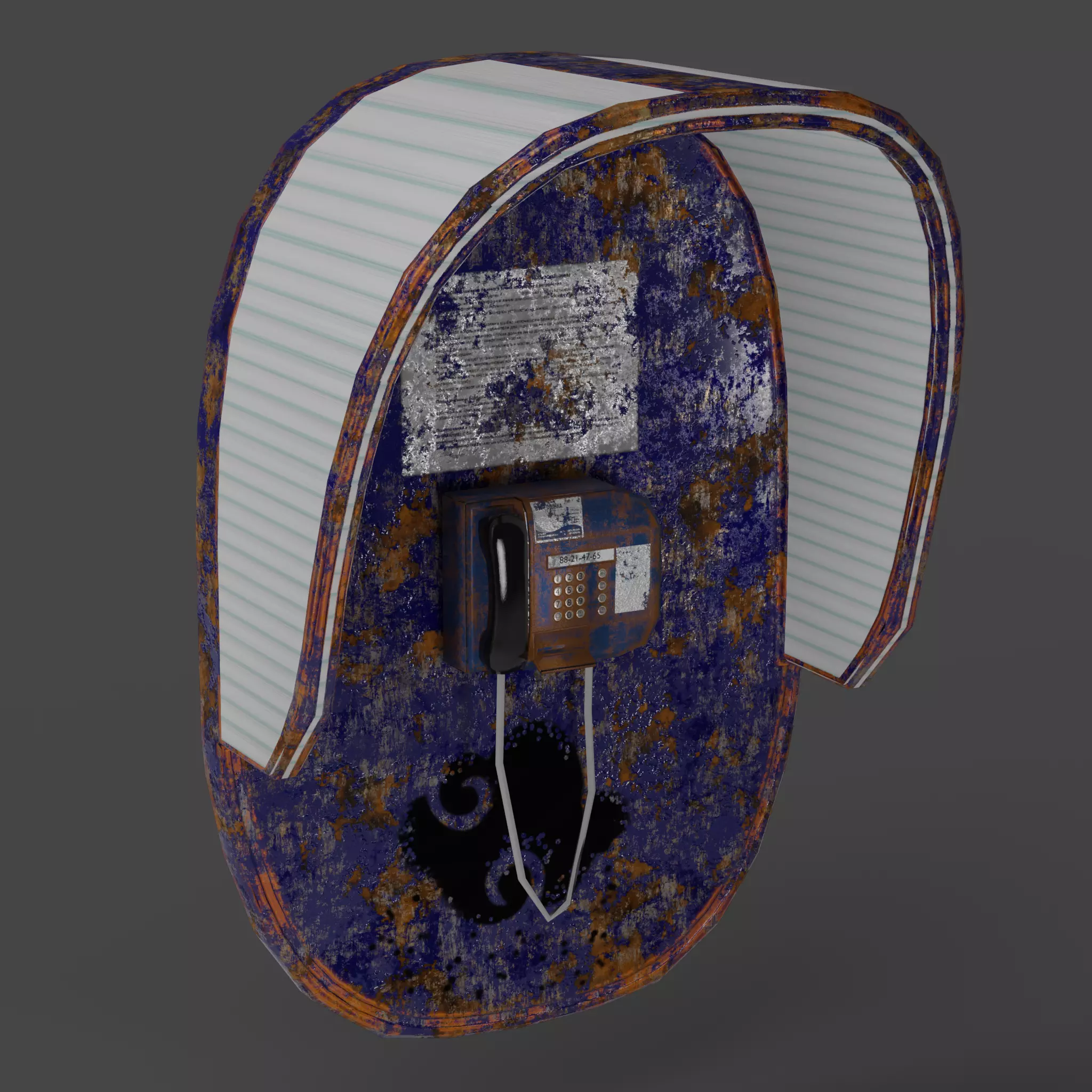 Rust PayPhone Low-poly 3D model_0
