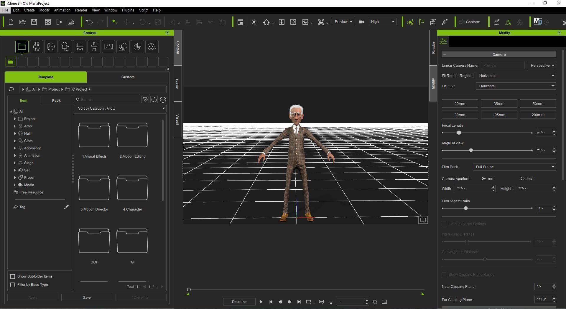 Old Business Man Rigged Animated 2500 Free animations tutorial Low-poly 3D model_17