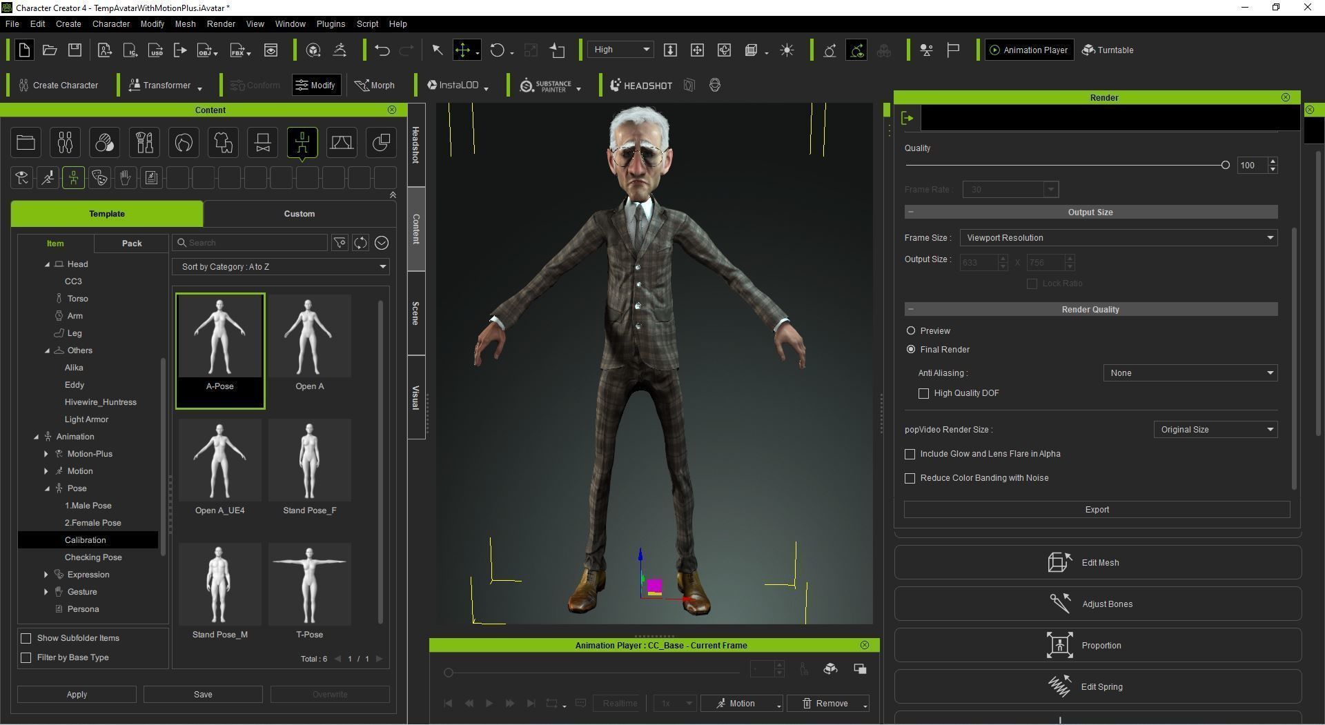 Old Business Man Rigged Animated 2500 Free animations tutorial Low-poly 3D model_13