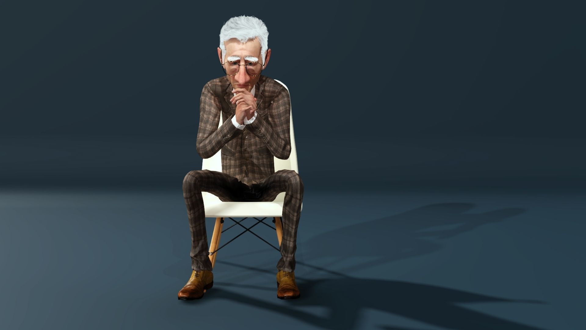 Old Business Man Rigged Animated 2500 Free animations tutorial Low-poly 3D model_10