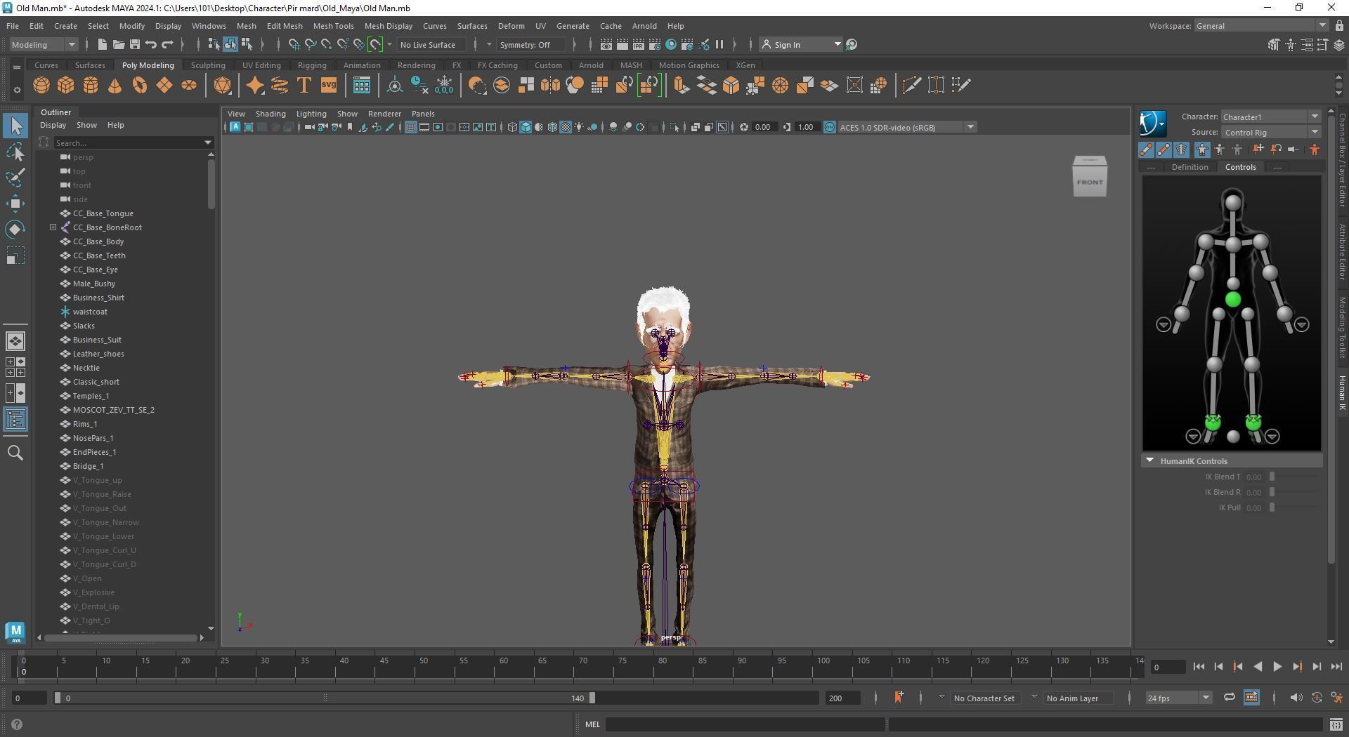 Old Business Man Rigged Animated 2500 Free animations tutorial Low-poly 3D model_14