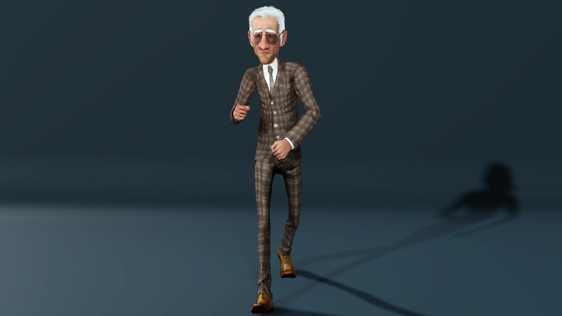 Old Business Man Rigged Animated 2500 Free animations tutorial Low-poly 3D model_9