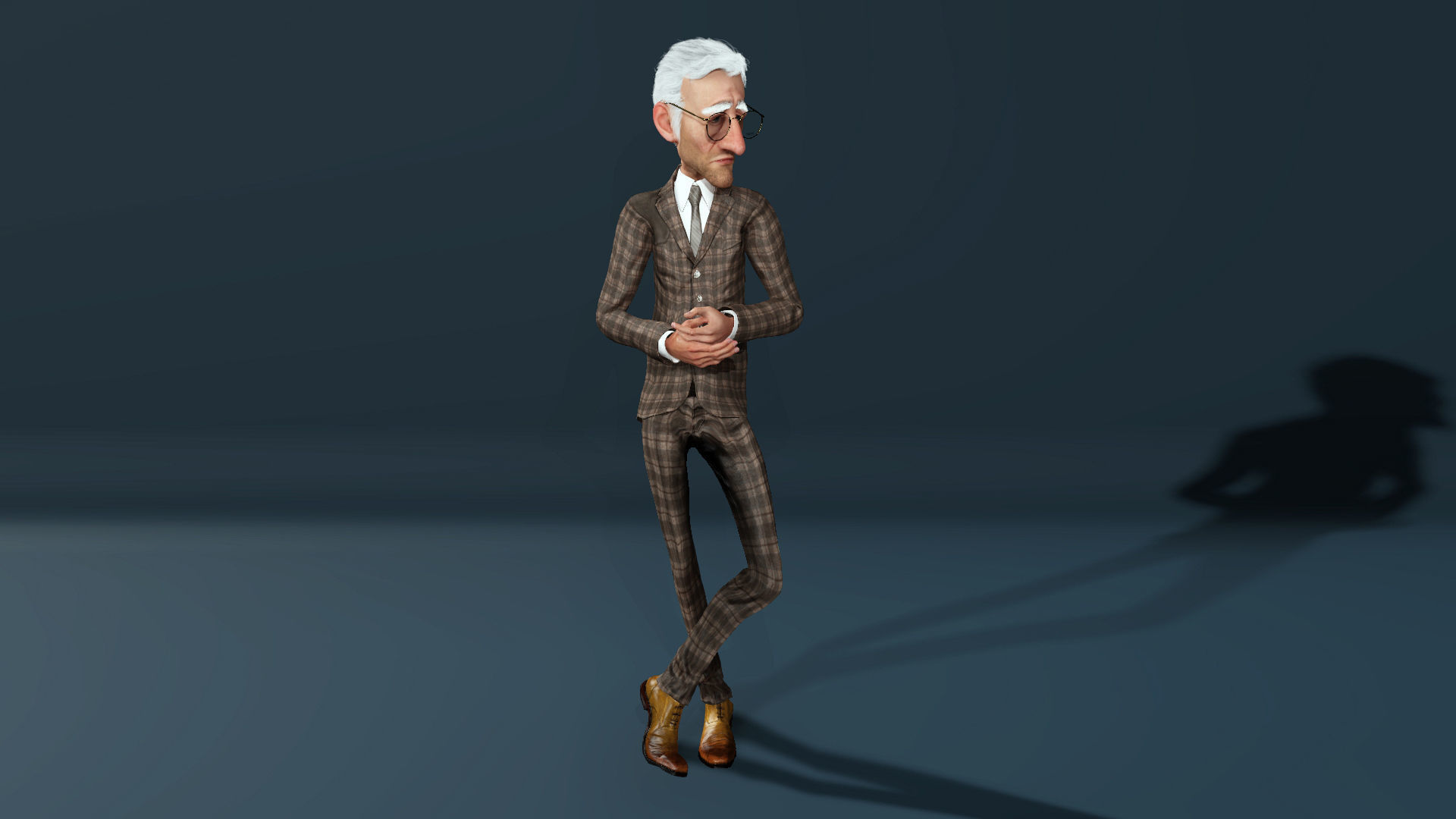 Old Business Man Rigged Animated 2500 Free animations tutorial Low-poly 3D model_8