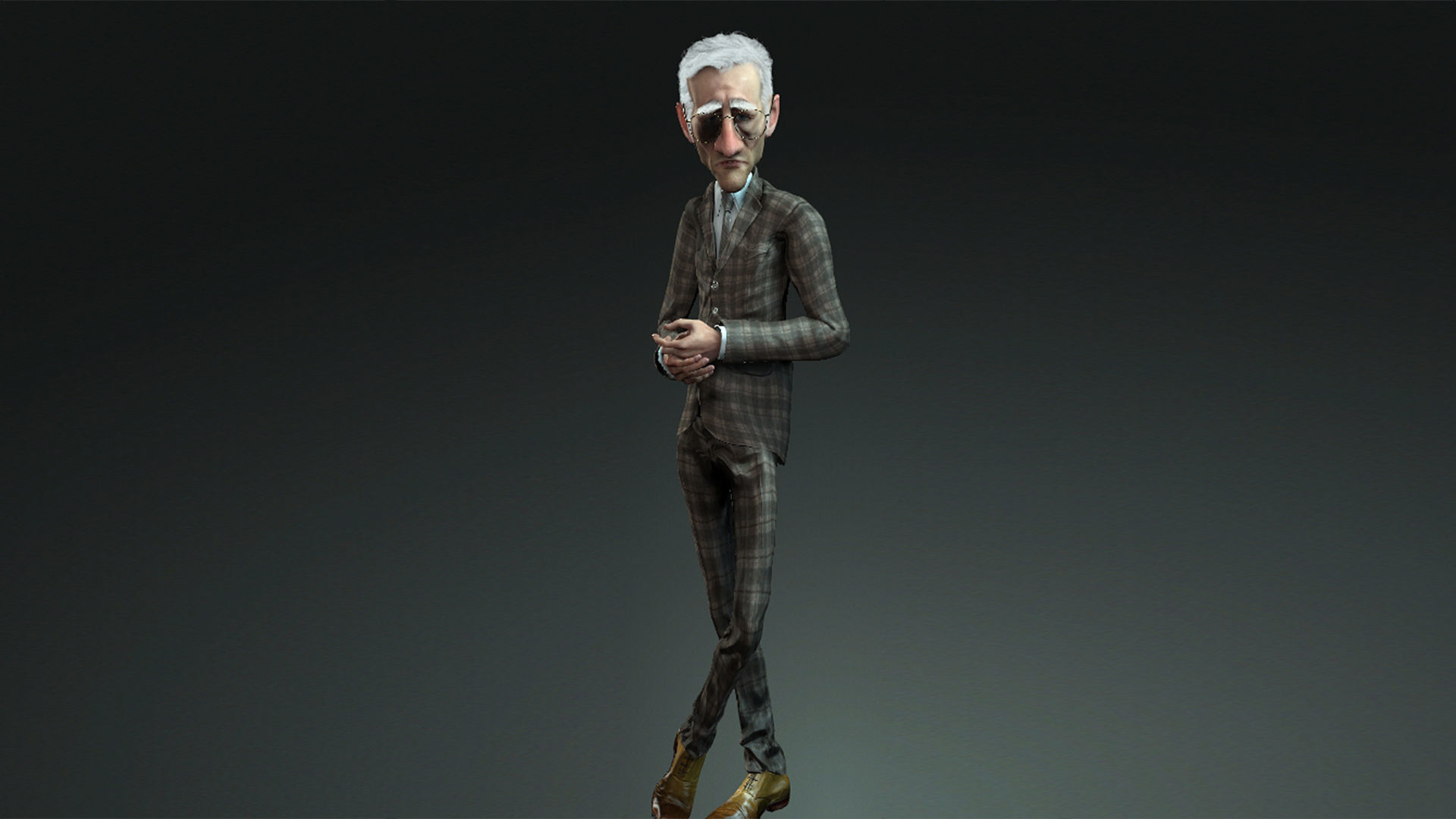 Old Business Man Rigged Animated 2500 Free animations tutorial Low-poly 3D model_7