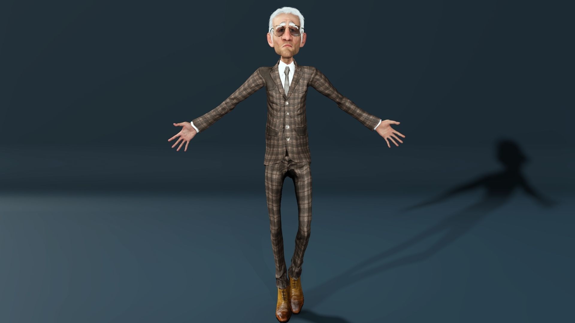 Old Business Man Rigged Animated 2500 Free animations tutorial Low-poly 3D model_11