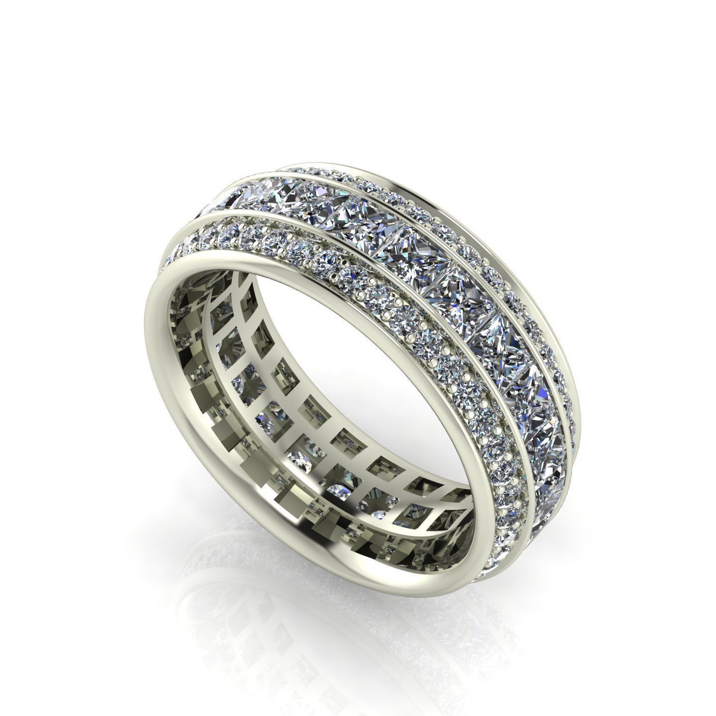 3 Row Princess Eternity Band - 3D print model 3D print model_1