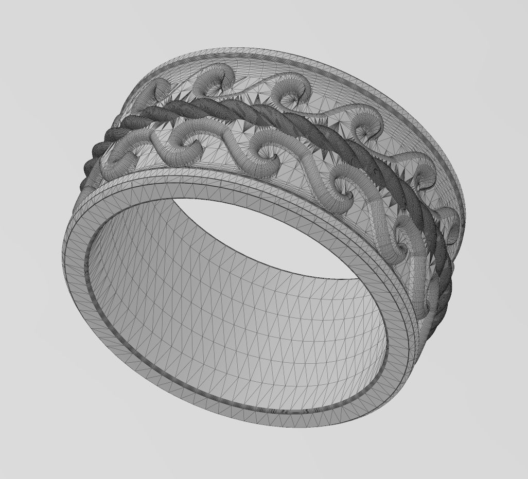 Rope double greek key wave band US sizes 7 8 9 3D print model_14