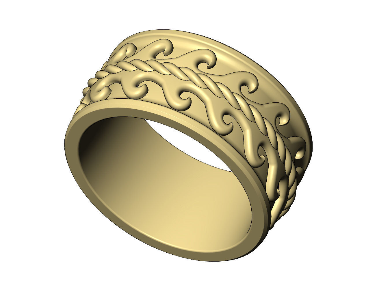 Rope double greek key wave band US sizes 7 8 9 3D print model_5