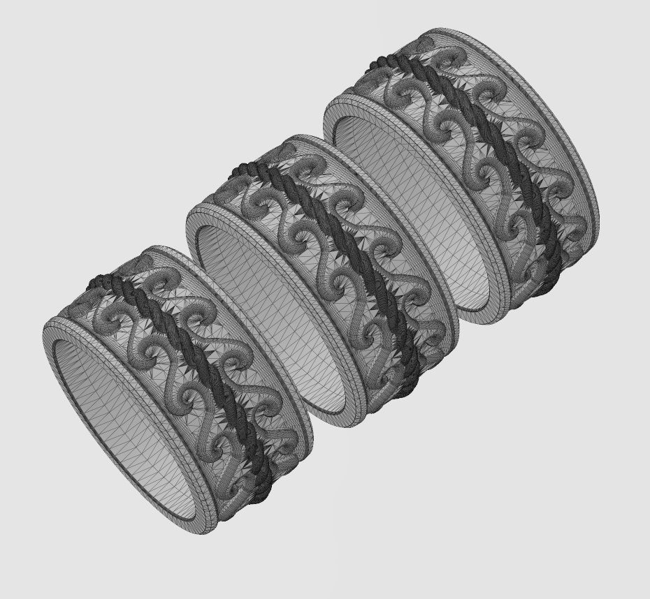 Rope double greek key wave band US sizes 7 8 9 3D print model_12