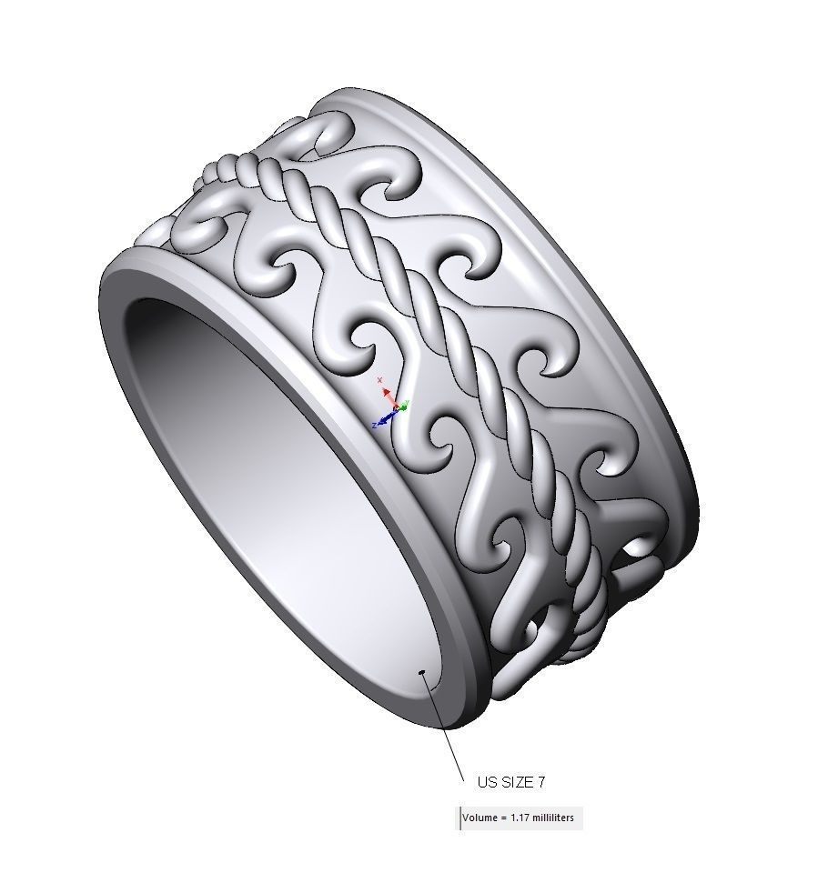 Rope double greek key wave band US sizes 7 8 9 3D print model_15