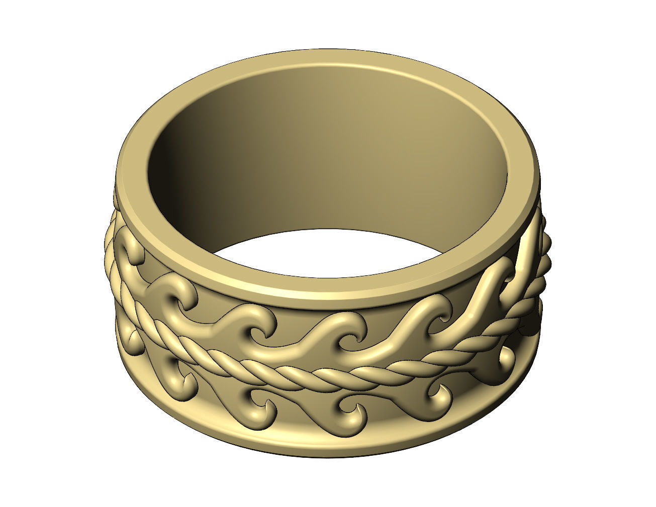 Rope double greek key wave band US sizes 7 8 9 3D print model_8