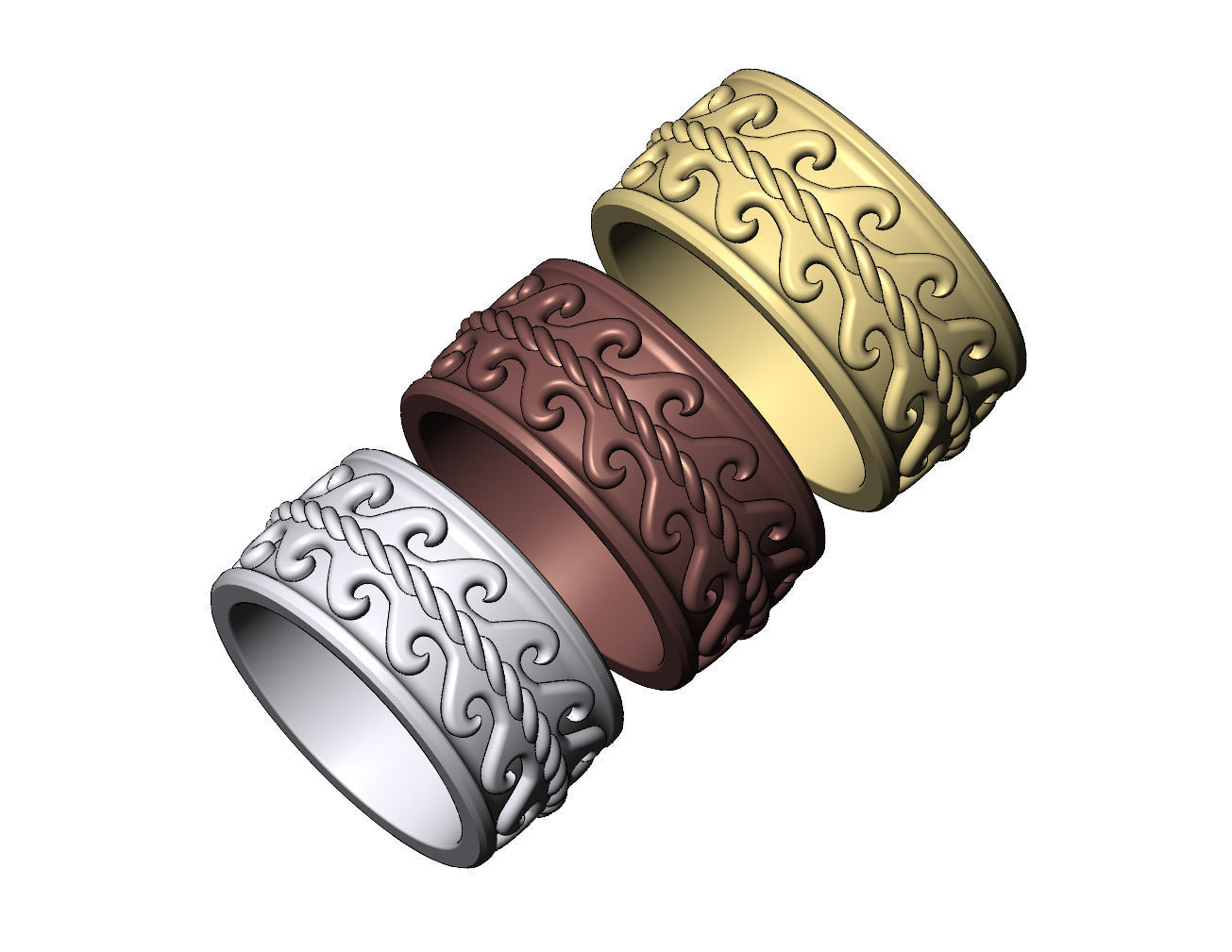 Rope double greek key wave band US sizes 7 8 9 3D print model_4