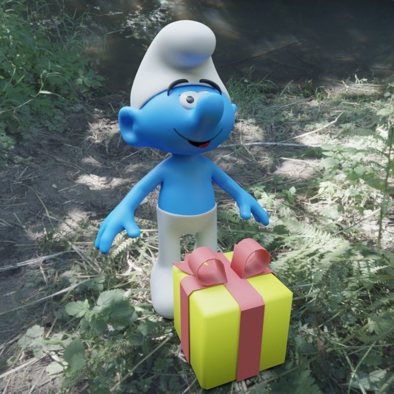 Jokey Smurf Low-poly 3D model_1