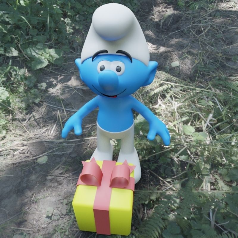 Jokey Smurf Low-poly 3D model_7