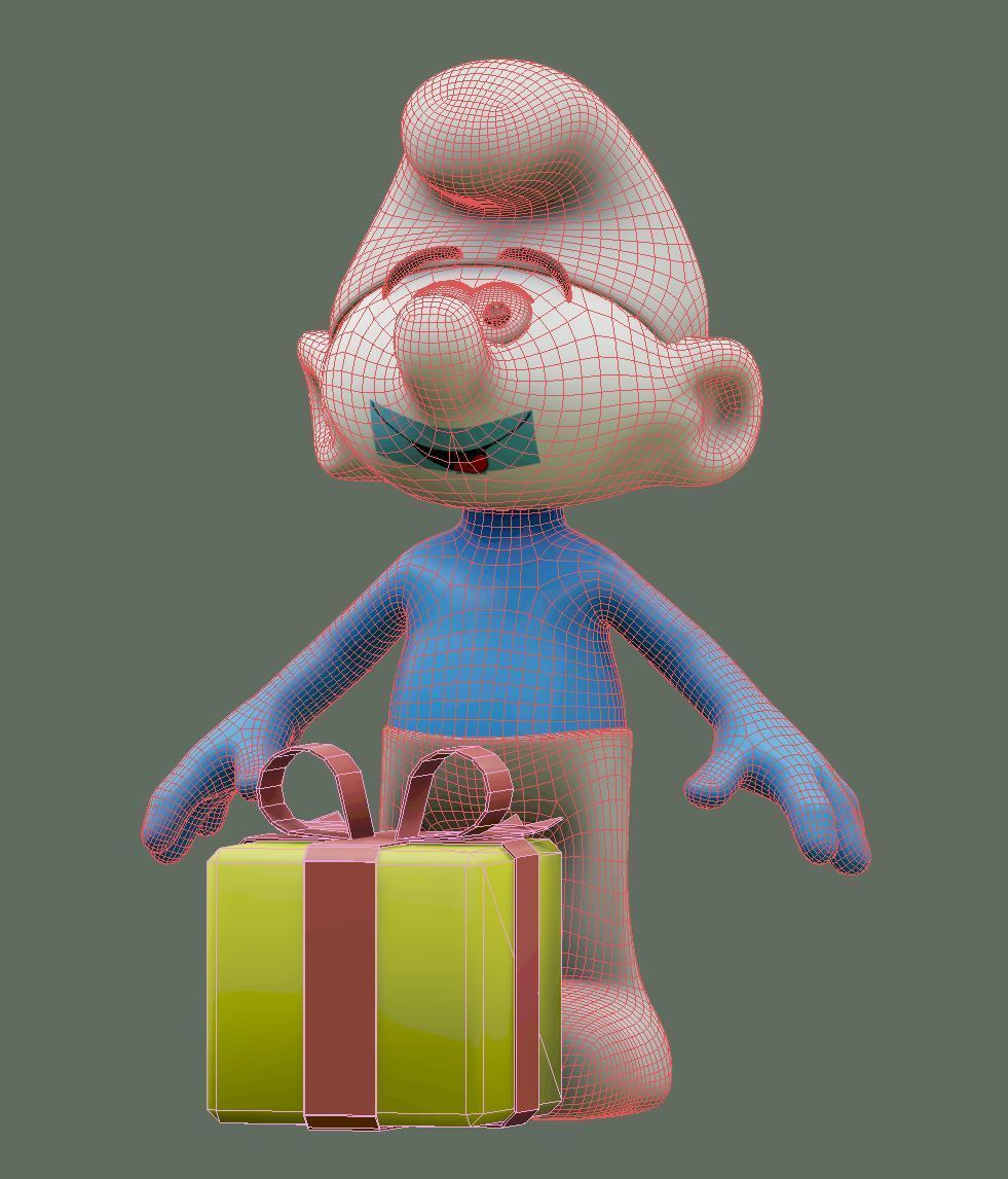 Jokey Smurf Low-poly 3D model_8