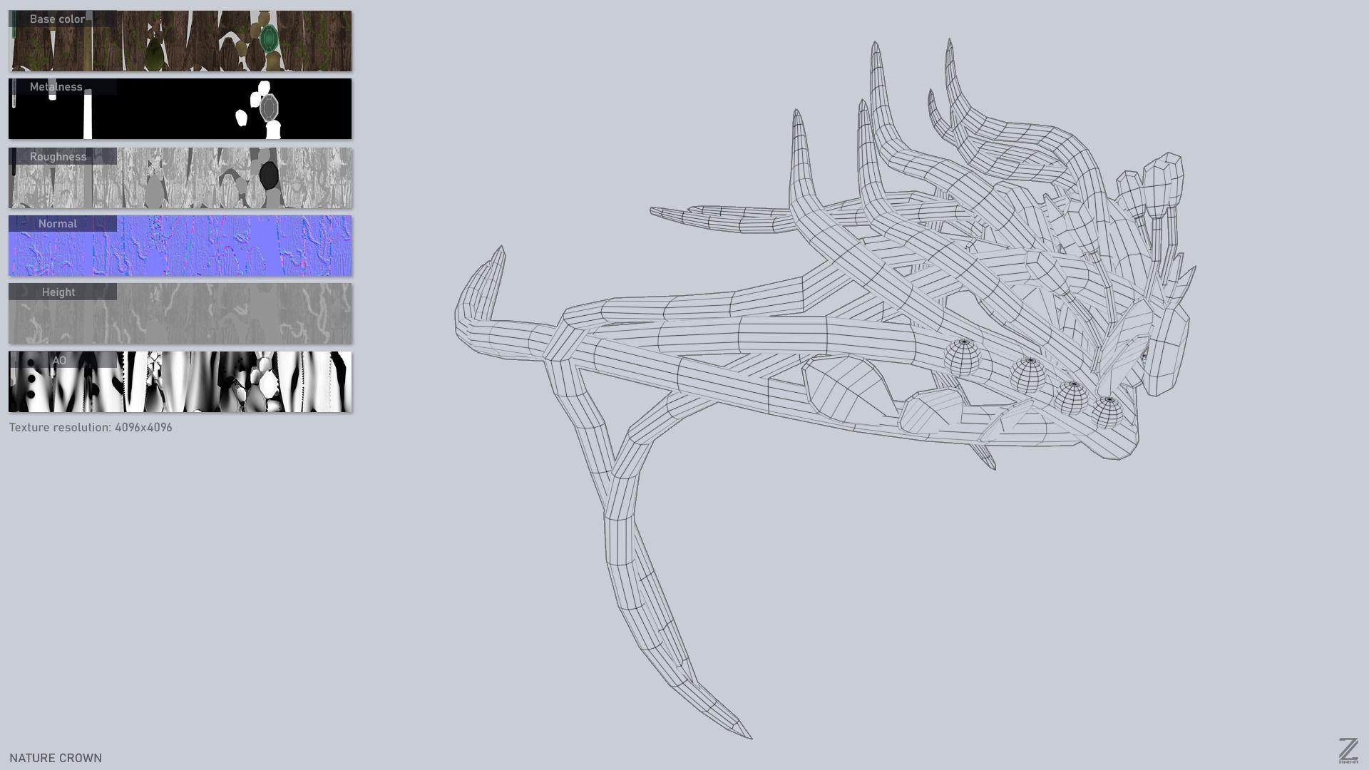 Nature crown Low-poly 3D model_2