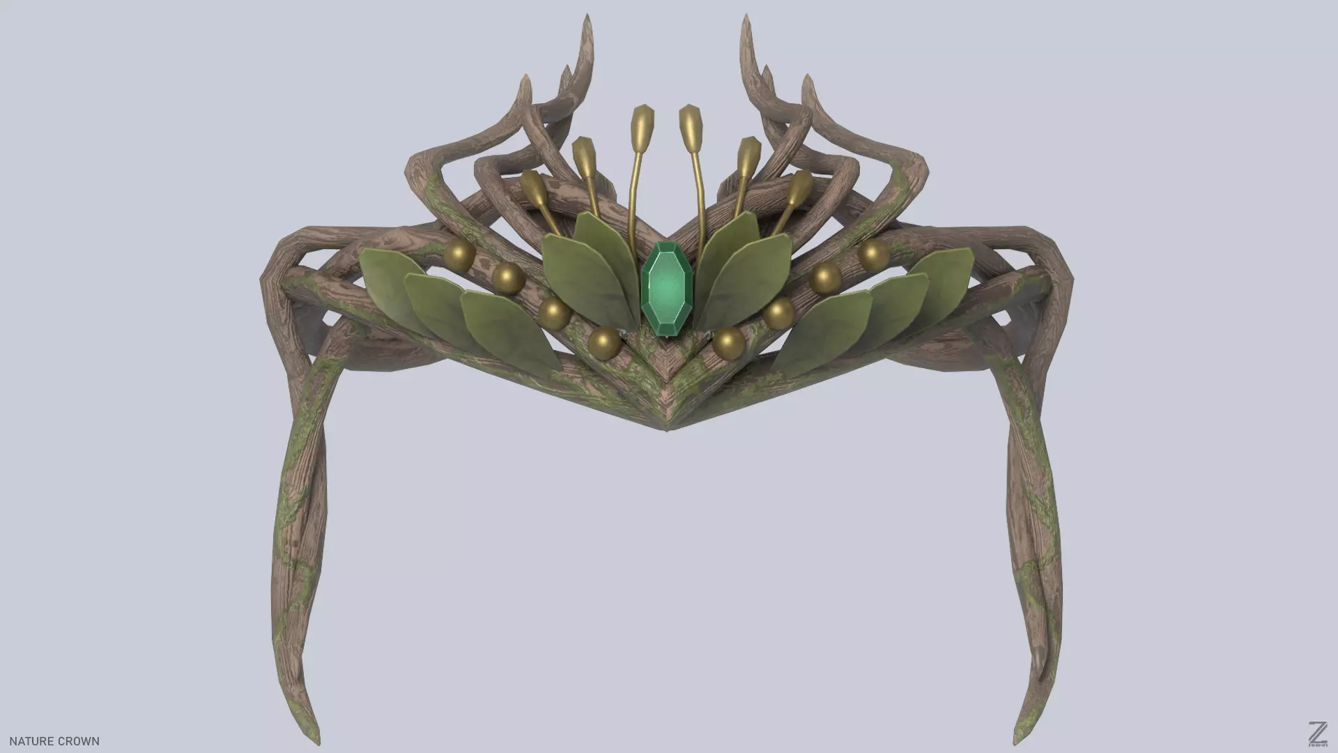 Nature crown Low-poly 3D model_0