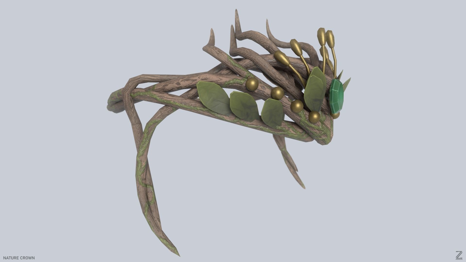 Nature crown Low-poly 3D model_7