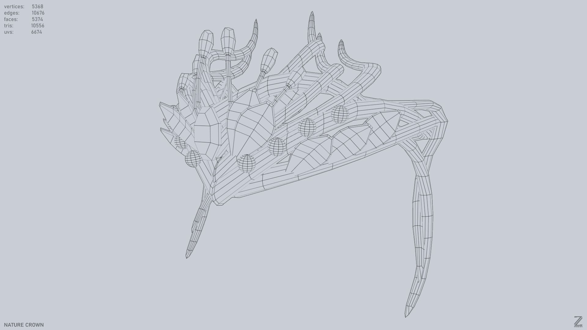 Nature crown Low-poly 3D model_8