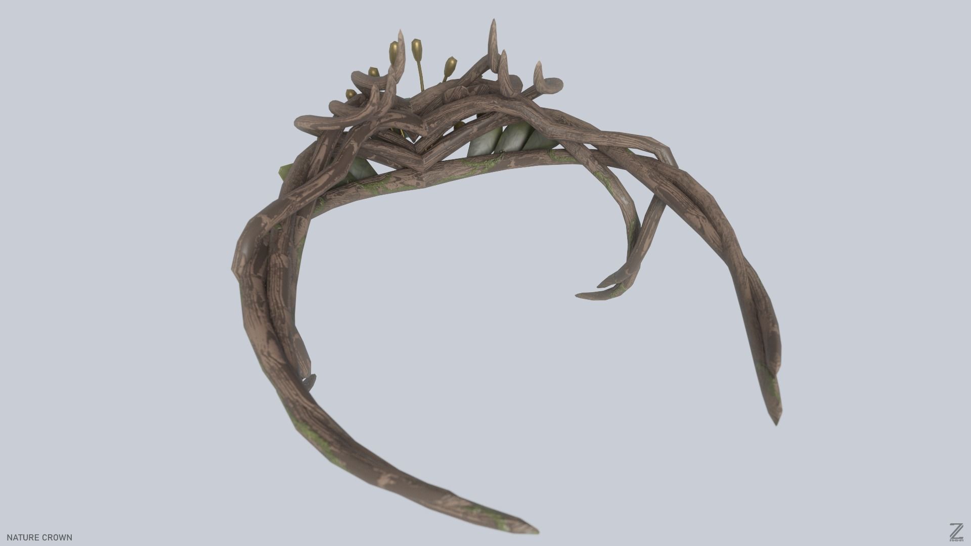Nature crown Low-poly 3D model_5