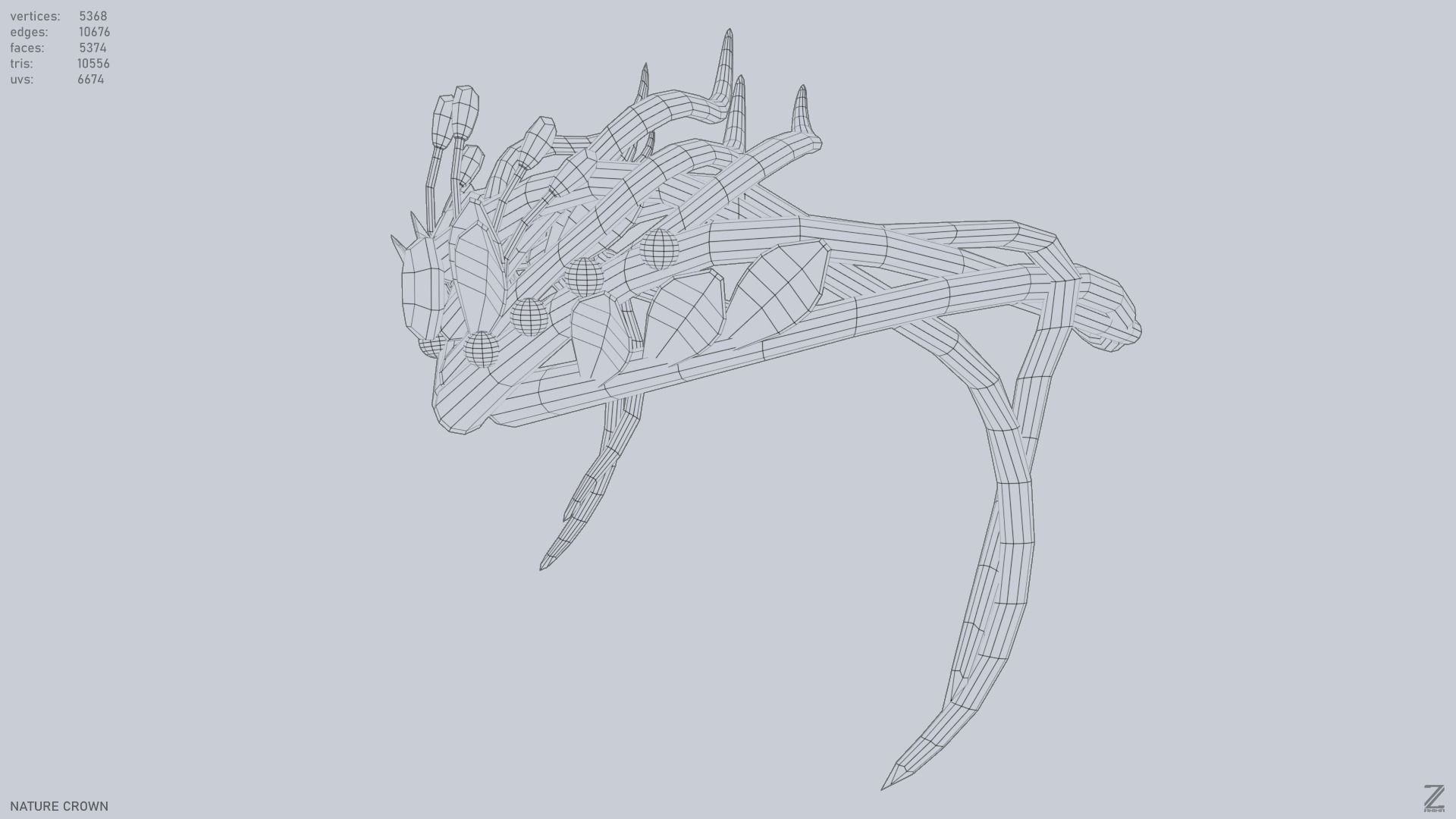 Nature crown Low-poly 3D model_9