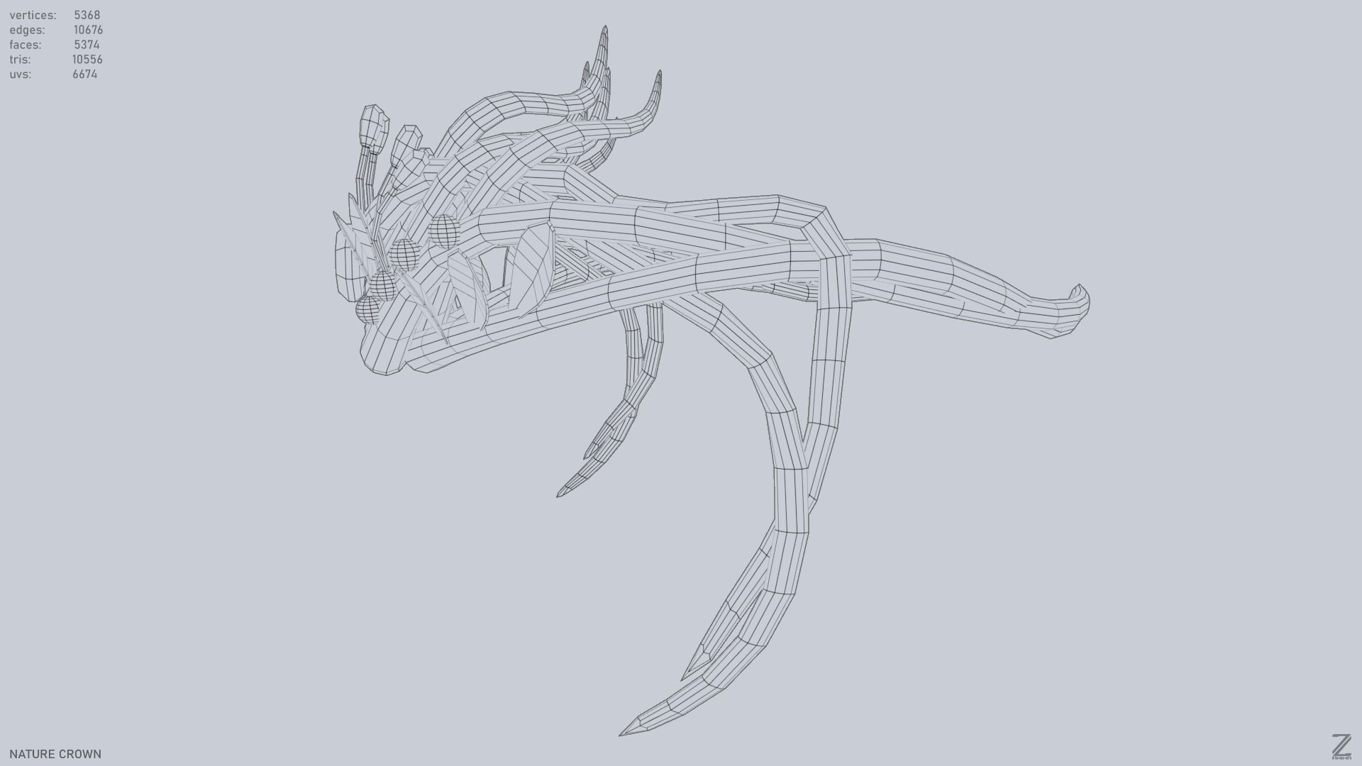 Nature crown Low-poly 3D model_10