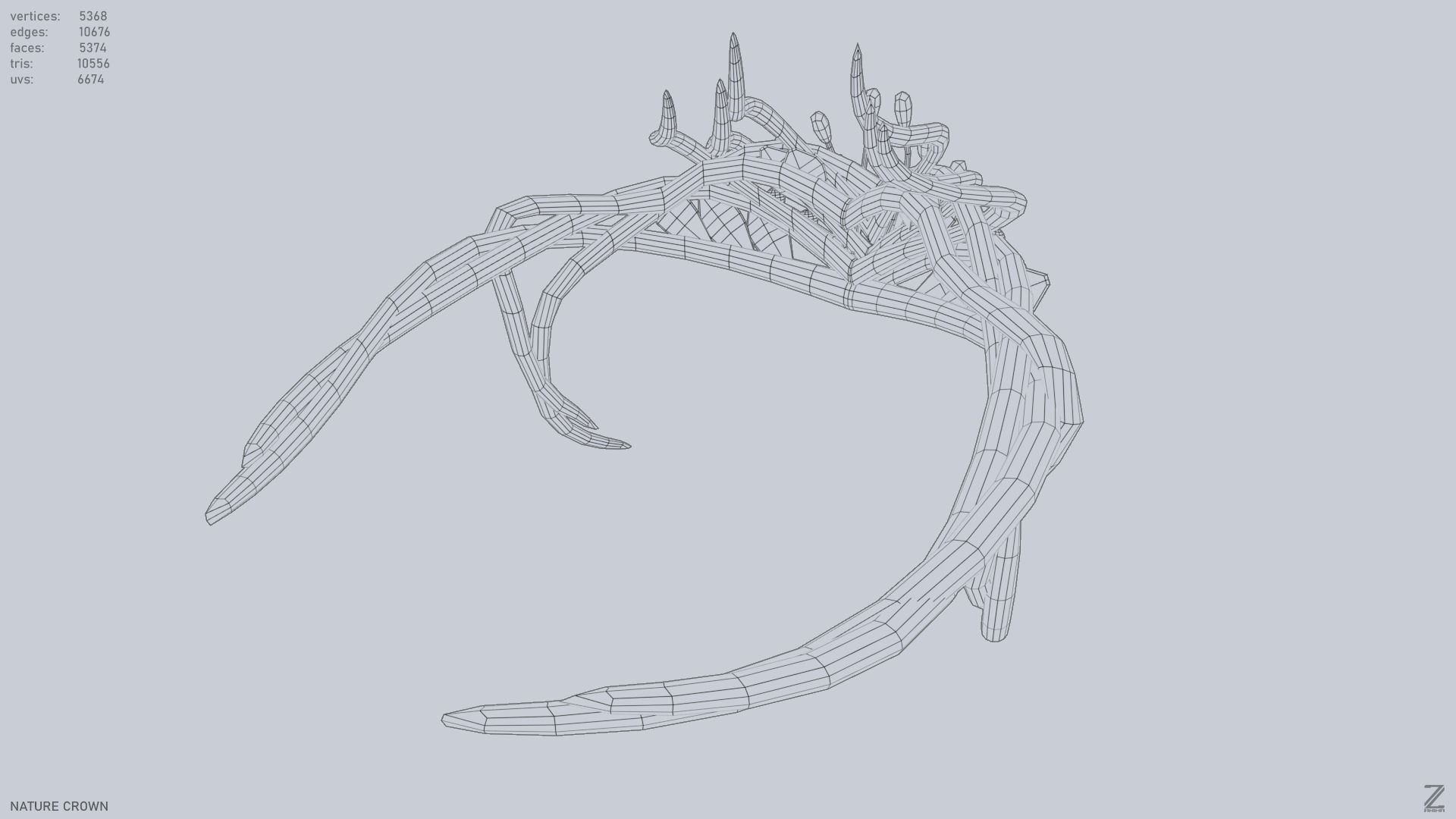 Nature crown Low-poly 3D model_13