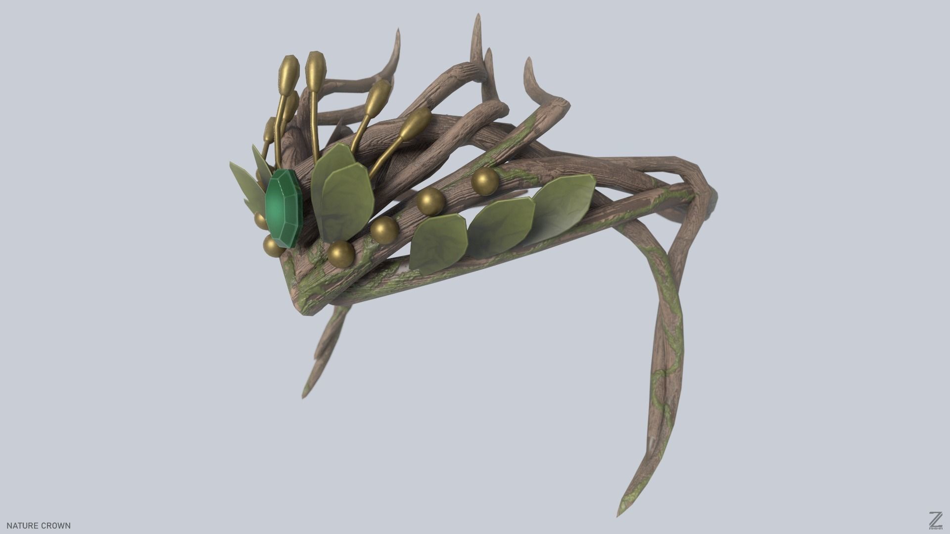 Nature crown Low-poly 3D model_1
