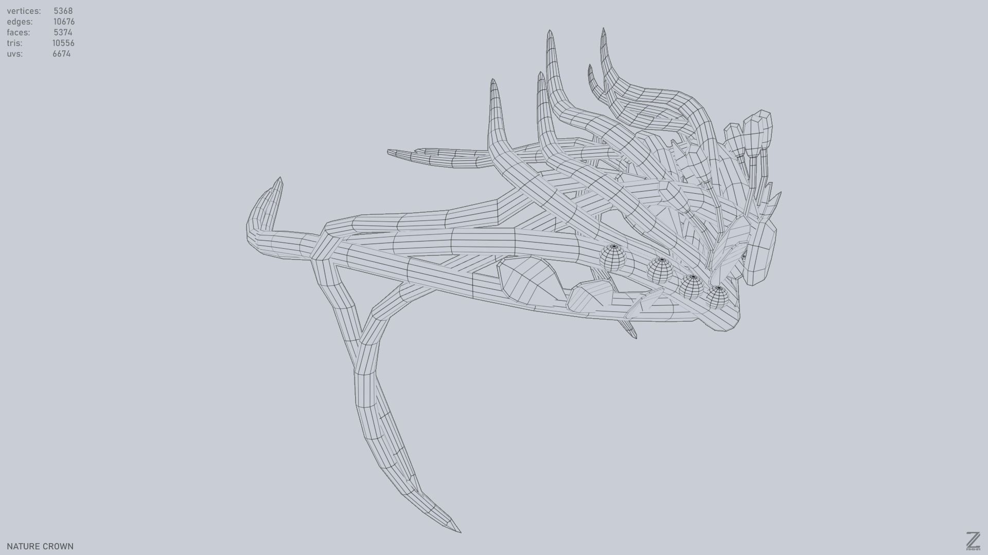 Nature crown Low-poly 3D model_14