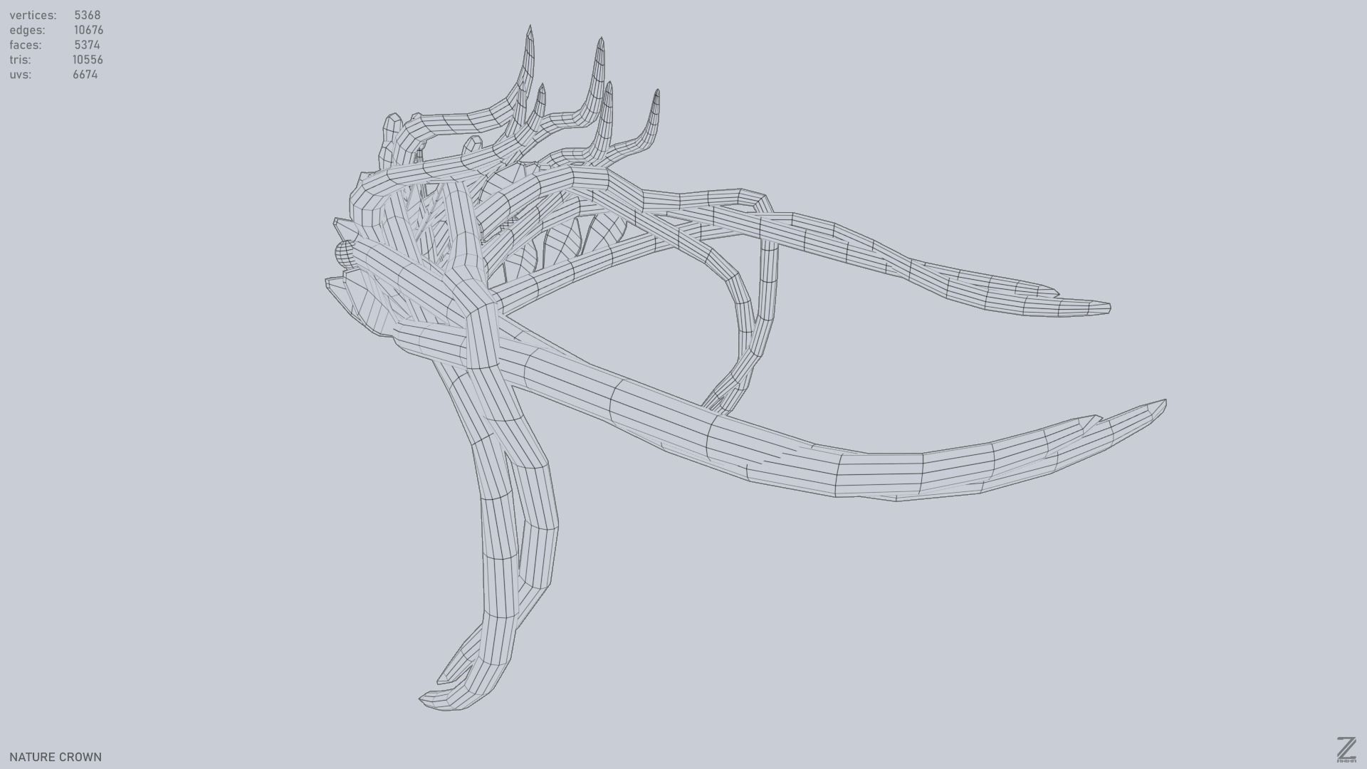 Nature crown Low-poly 3D model_11