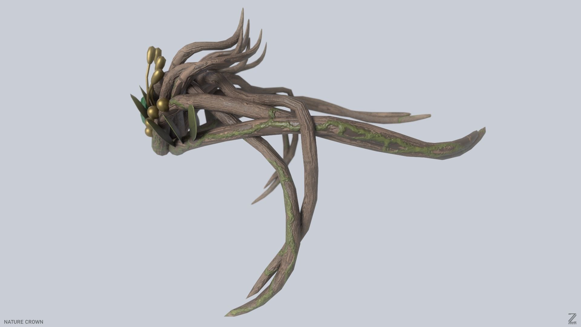 Nature crown Low-poly 3D model_3