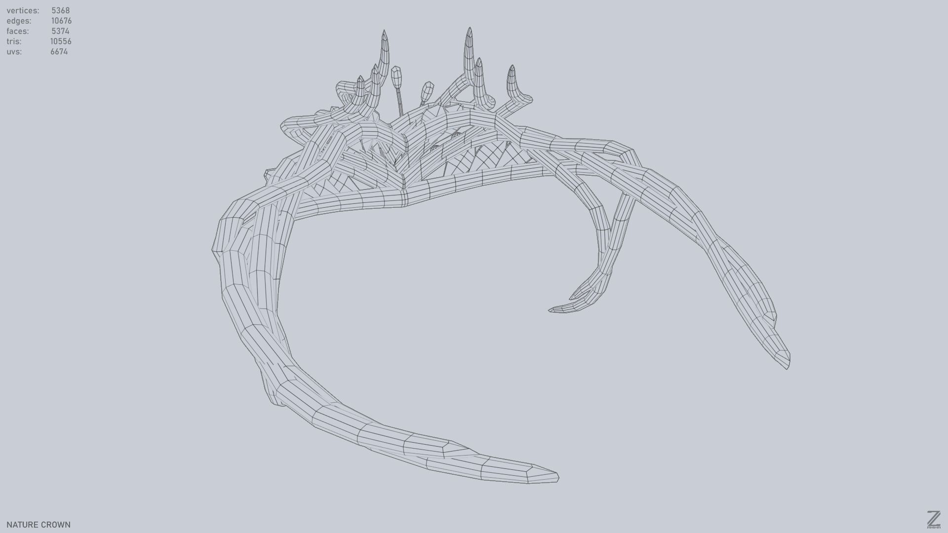 Nature crown Low-poly 3D model_12