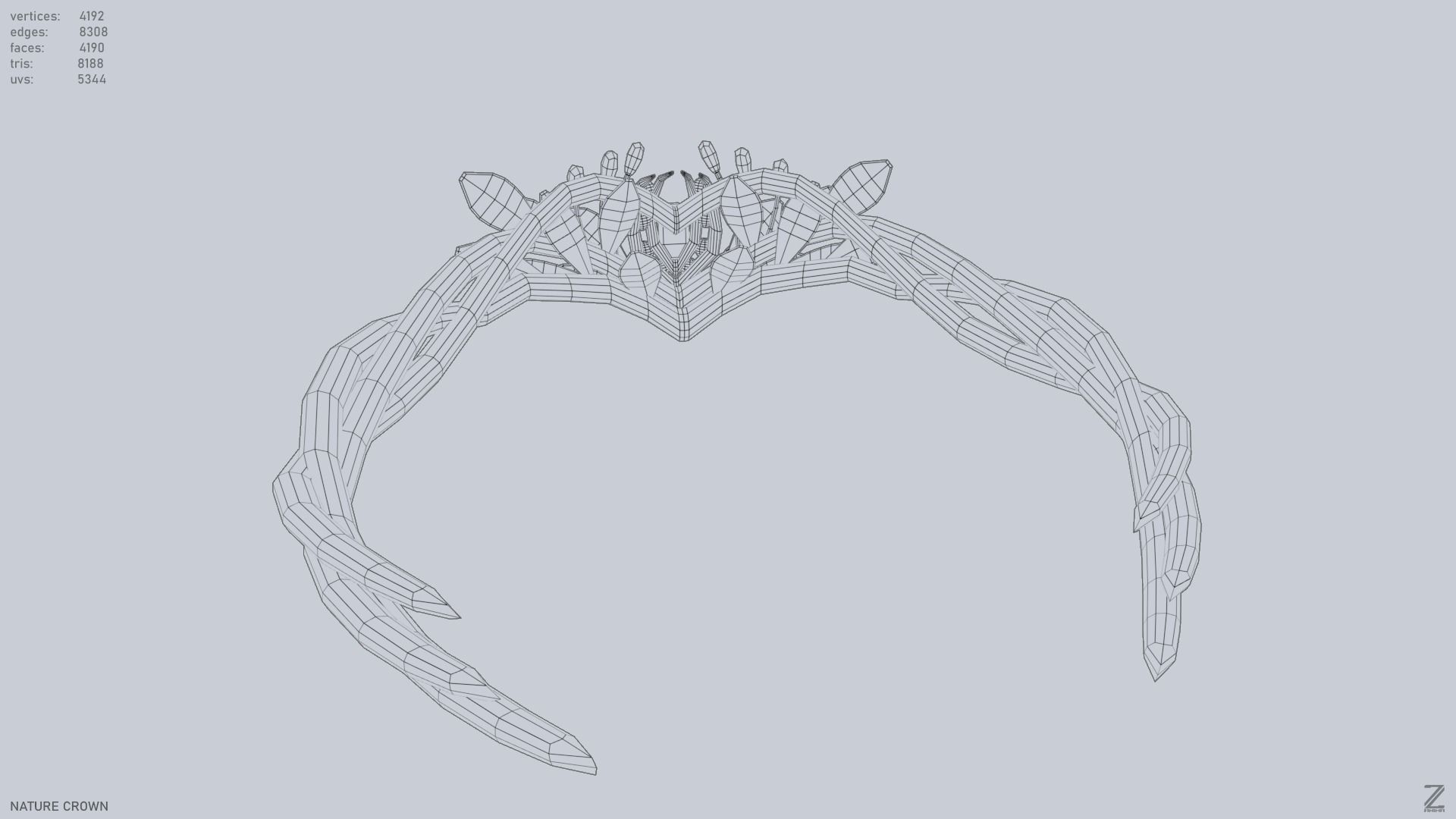 Nature crown Low-poly 3D model_12