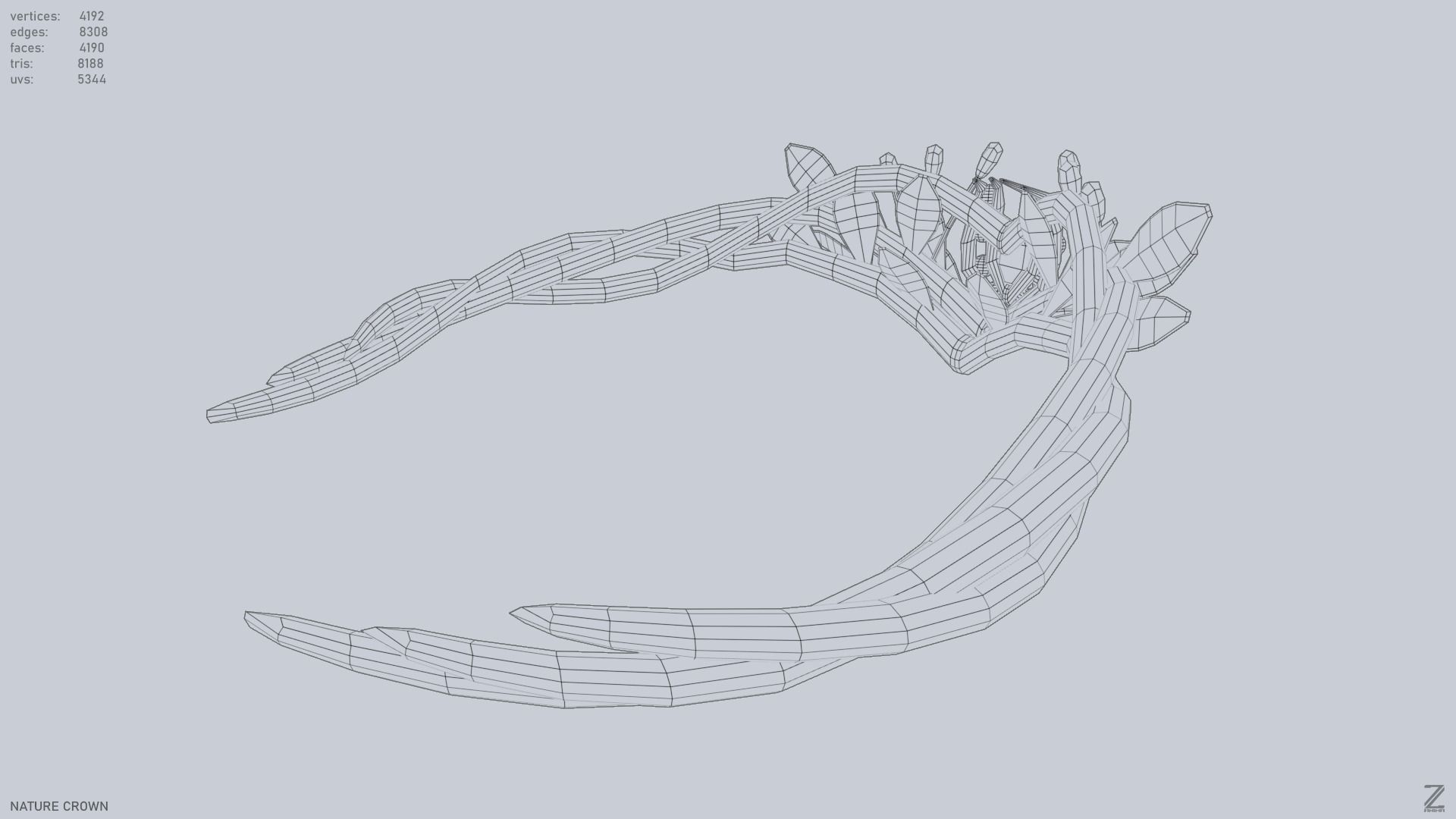 Nature crown Low-poly 3D model_13