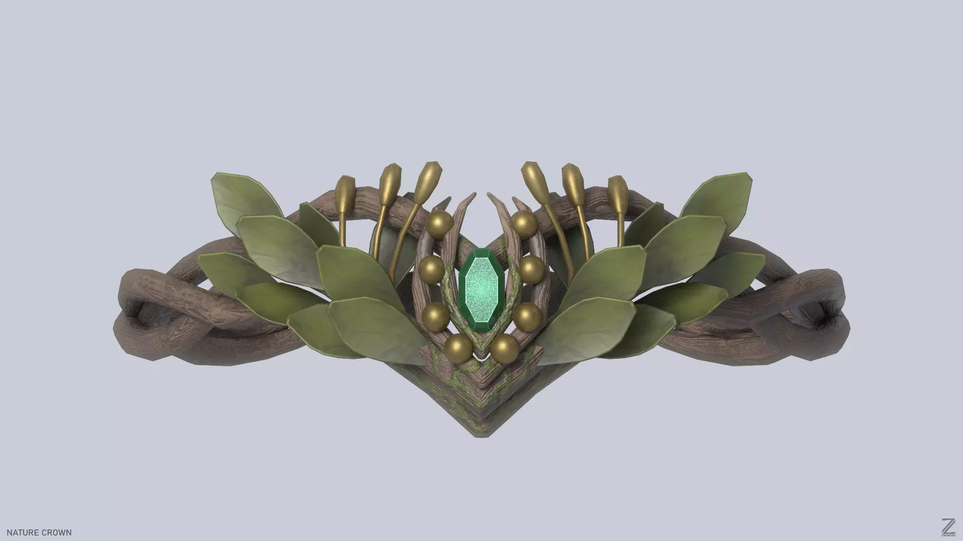 Nature crown Low-poly 3D model_0