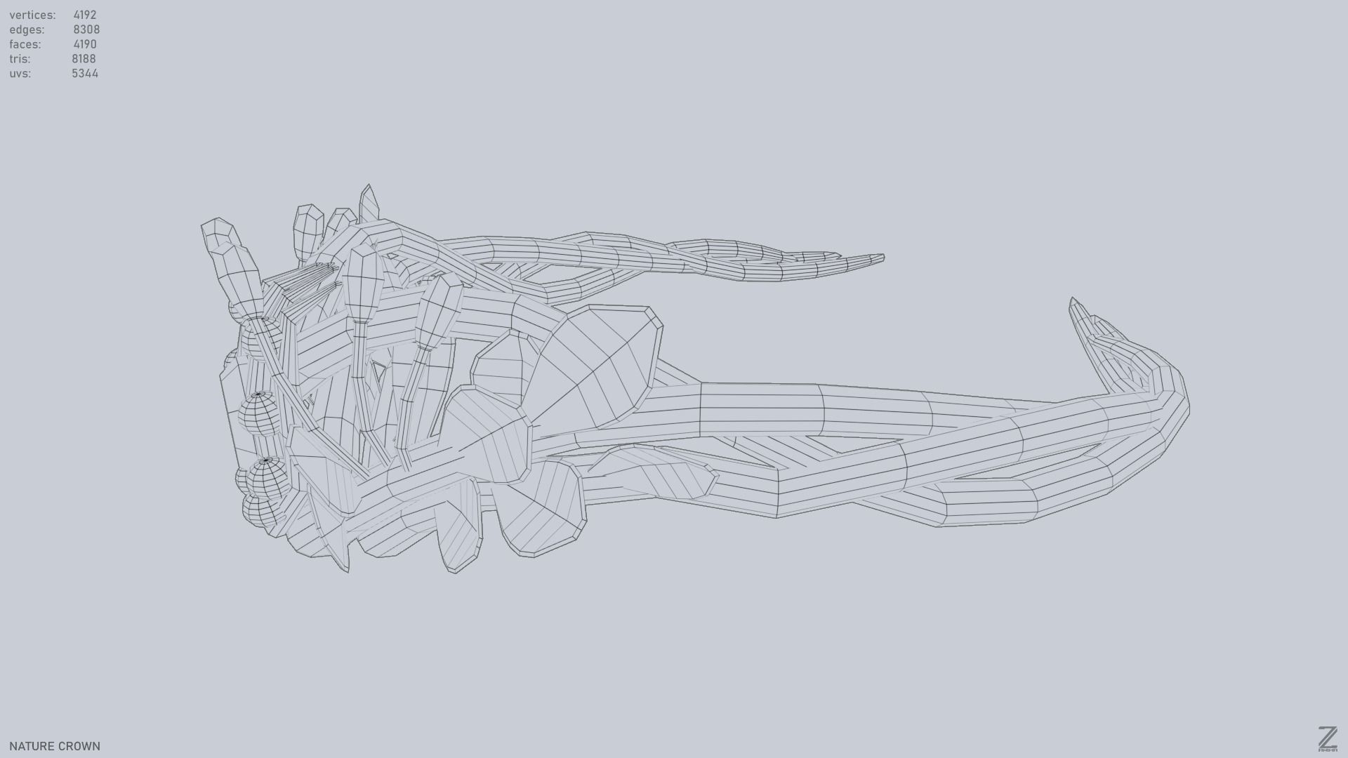 Nature crown Low-poly 3D model_9