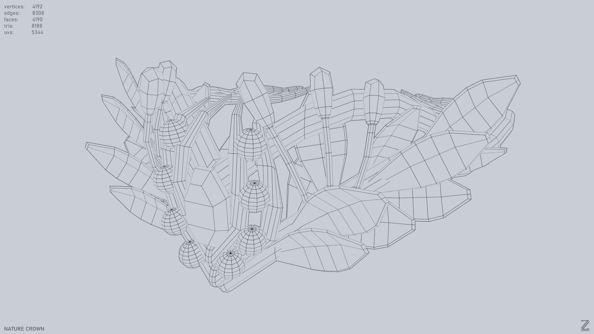 Nature crown Low-poly 3D model_8