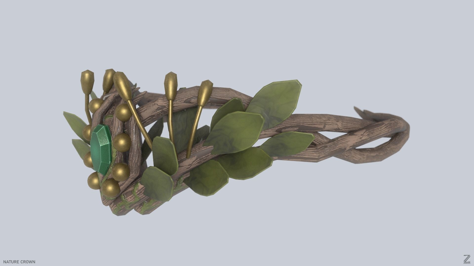 Nature crown Low-poly 3D model_1
