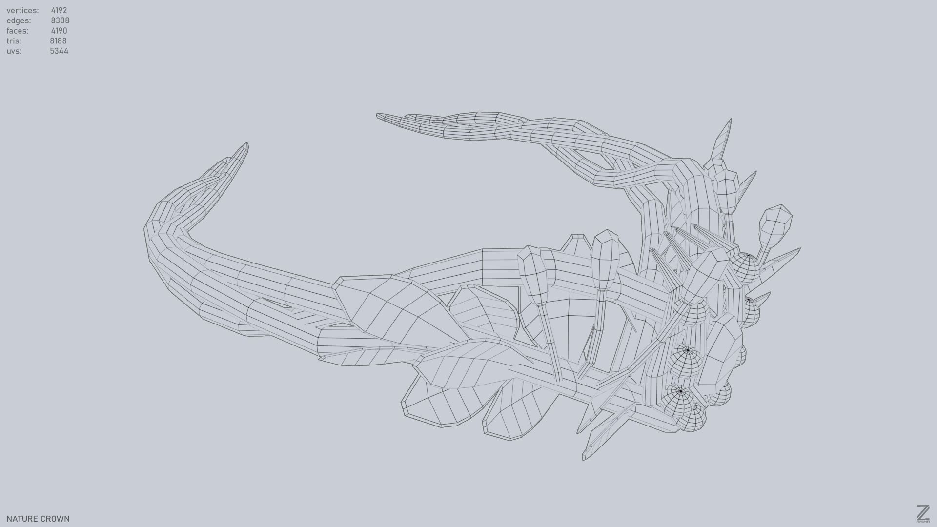 Nature crown Low-poly 3D model_14