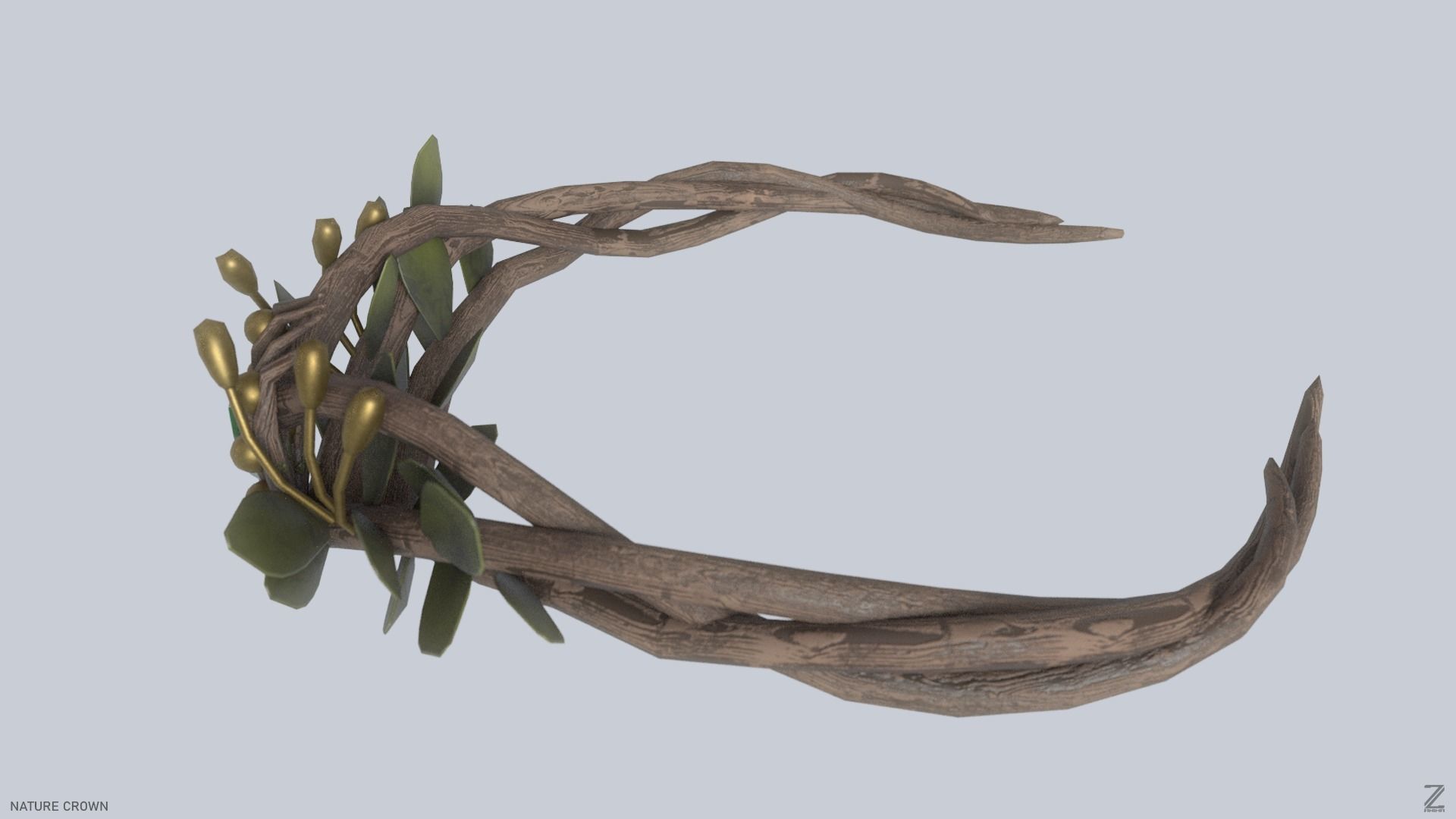 Nature crown Low-poly 3D model_3