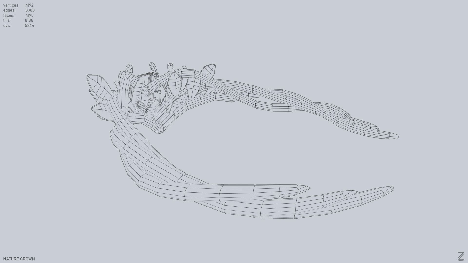 Nature crown Low-poly 3D model_11