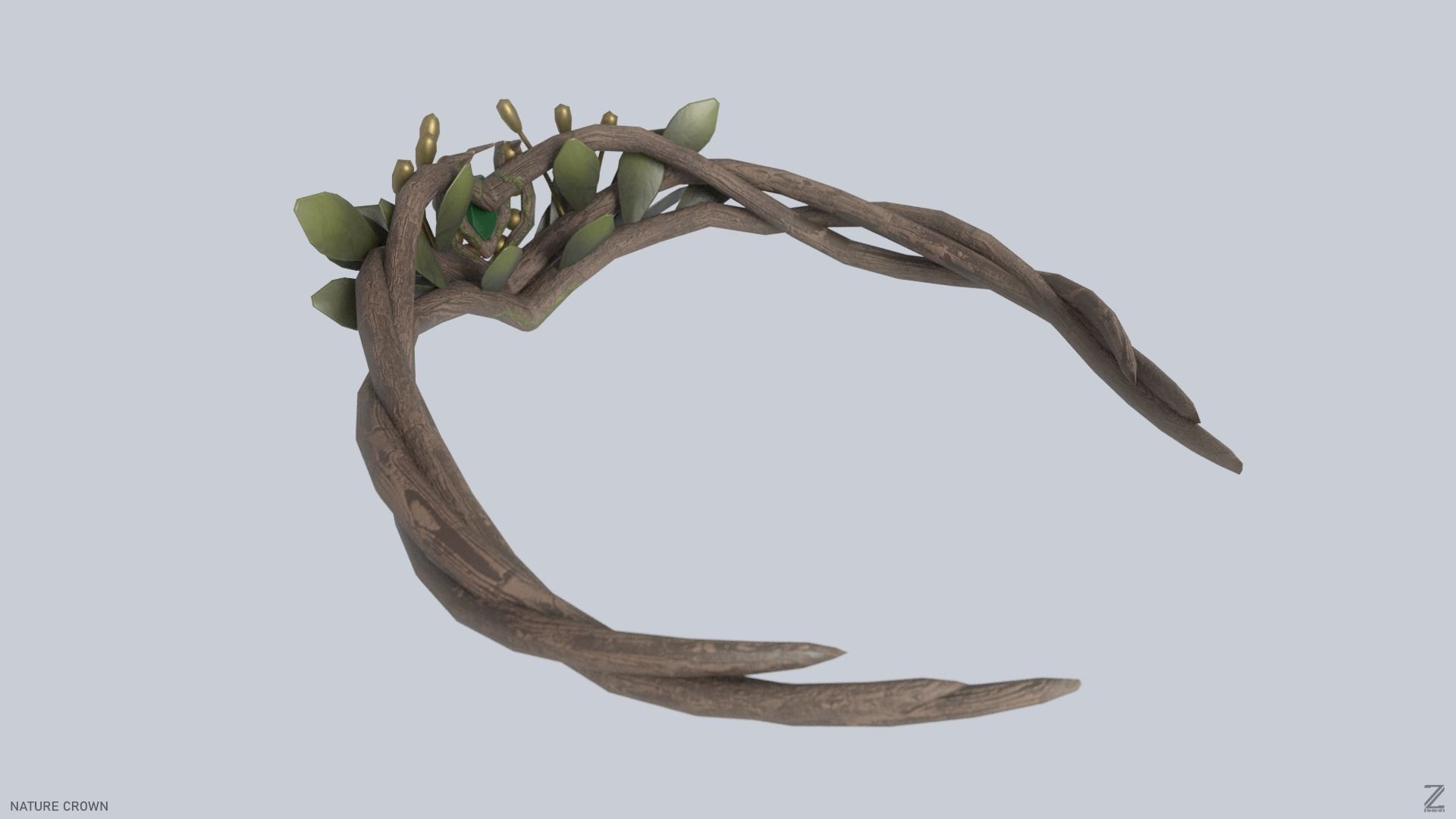 Nature crown Low-poly 3D model_4