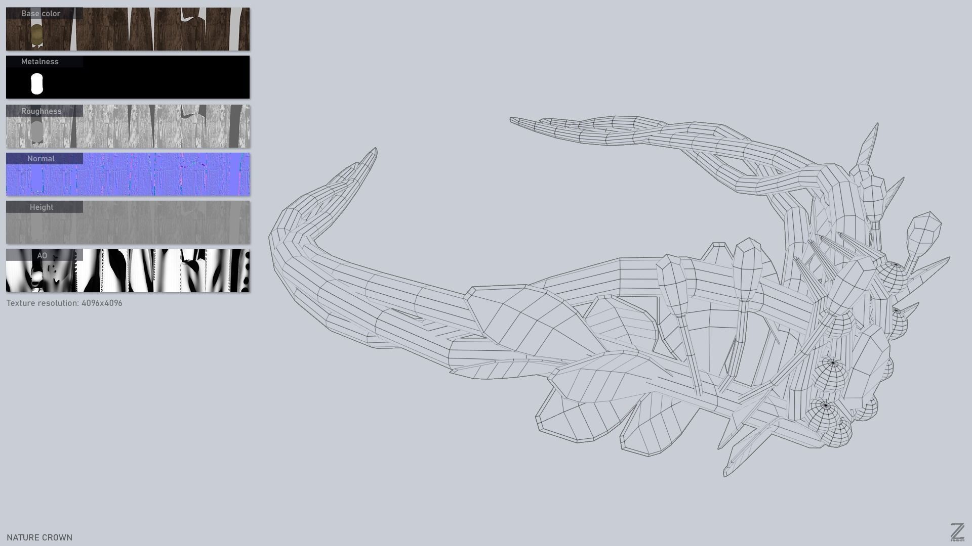 Nature crown Low-poly 3D model_2